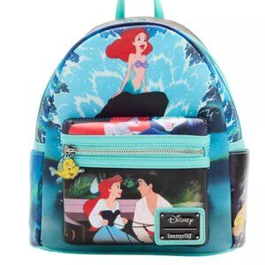 NIB Disney Loungefly Little Mermaid Mini Backpack in Blue Green One Size